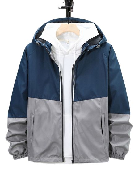 

men two tone hooded jacket without hoodie p6rk#, Black;brown