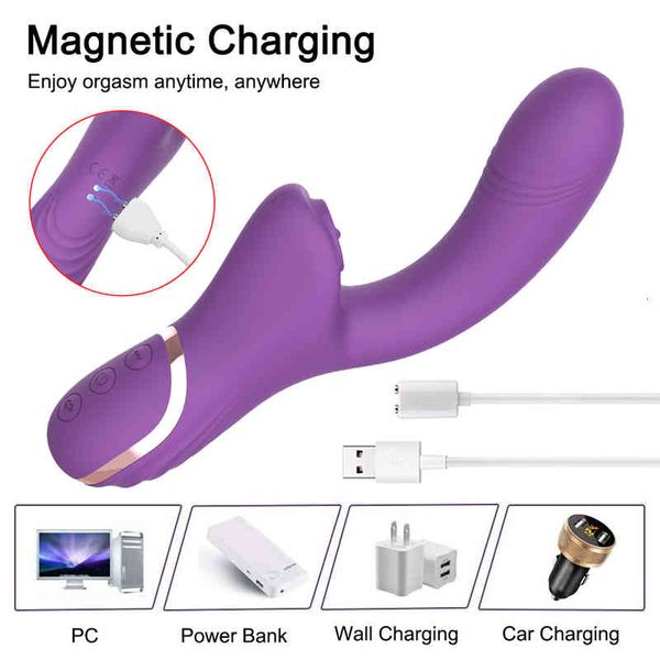 Sex toy s masager Massaggiatore Vibratore y Giocattoli Pene Cazzo Potente succhia clitoride Dildo Femmina per donne Lecca lingua Ventosa Clitoride CWSQ