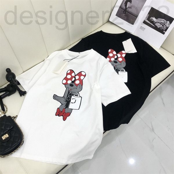

women's t-shirt designer sharp goods high-end net red spring and summer cartoon printing loose round neck fashion short sleeve t-shirt, White