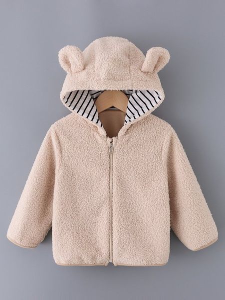 

toddler boys shearling 3d ear design zipper teddy coat she, Blue;gray