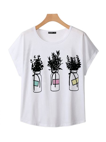 

plus plants batwing sleeve tee 92qe#, Black