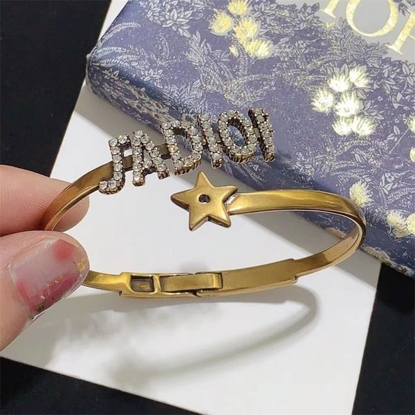 

letter full diamond open star bracelet women's worn ring bracelet, Black