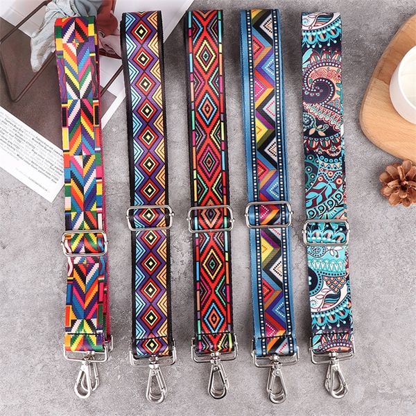 

1pc nylon bag strap woman colored straps for crossbody messenger shoulder accessories adjustable embroidered belts 220617, Black