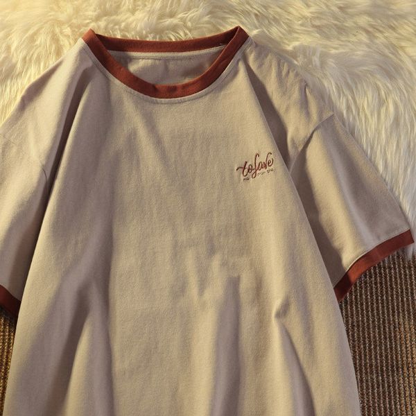 

women's tshirt japanese vintage shirt fake twopiece shortsleeved tshirt summer loose korean trend harajuku bf letter embroidery 230206, White