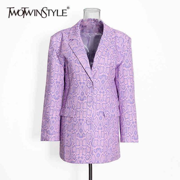 

green blazers for women notched long sleeve print hit color streetwear casual coats female spring clothes 210423, White;black