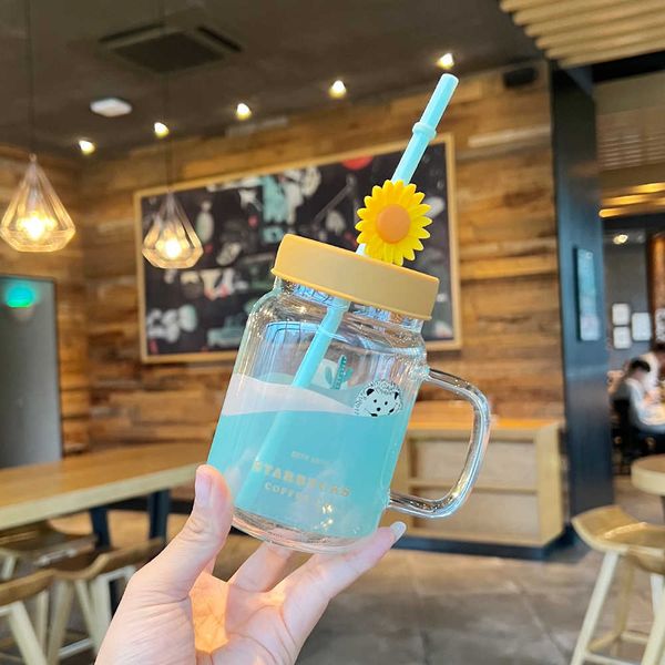 

2021 starbucks cup summer new hills mason glass straw water cup 473ml
