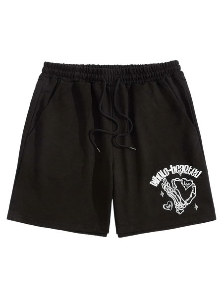 

romwe guys hand skeleton print shorts w0z4#, White;black