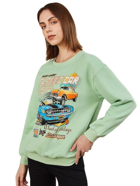 

car & letter graphic sweatshirt x1c5#, Black