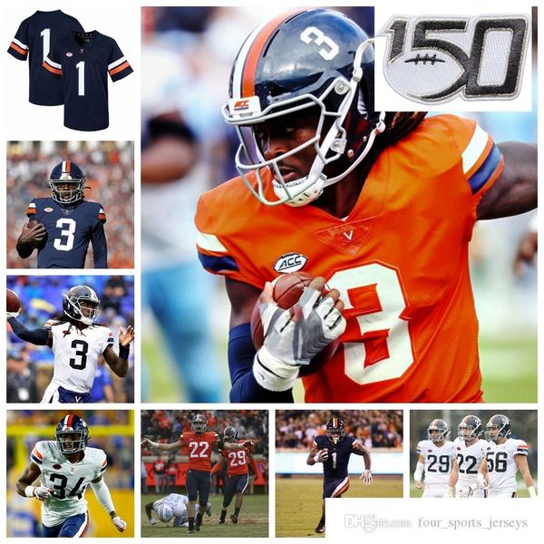 

ncaa virginia cavaliers college football jerseys mens bryce hall jersey lindell stone ellis olamide zaccheaus terrell chatman custom stitche, Black