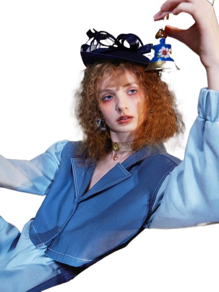 

x otrebla color block puff sleeve button front jacket l3ew#, Black;brown