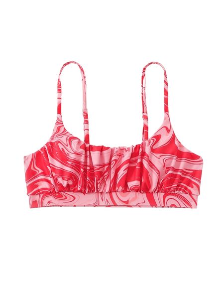 

marble print ruched bust bikini i2gm#, White;black