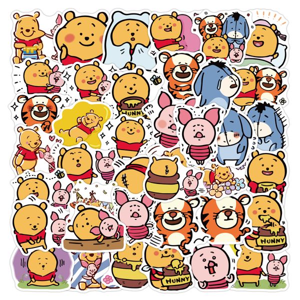 

50pcs lot cartoon cute bear graffiti stickers aesthetics for lapcar diy luggage kids toys wall water bottle tire kawaii decals waterproof