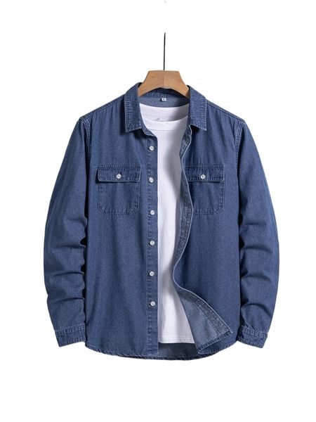 

men flap pocket denim shirt without tee o774#, White;black