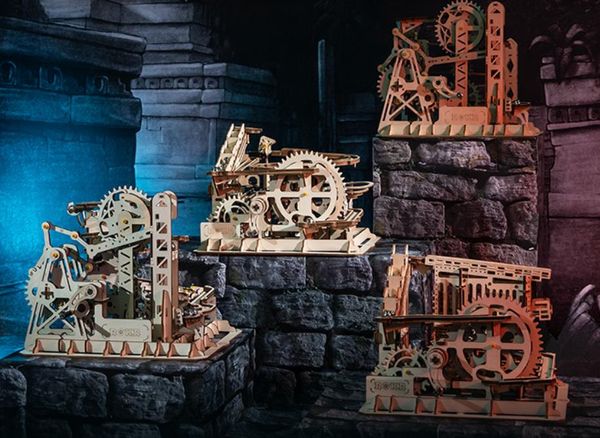 

wooden model kits 3d puzzle wholesale rokr 4 kinds marble run diy waterwheel wooden model building block assembly toy gift for kids dropship