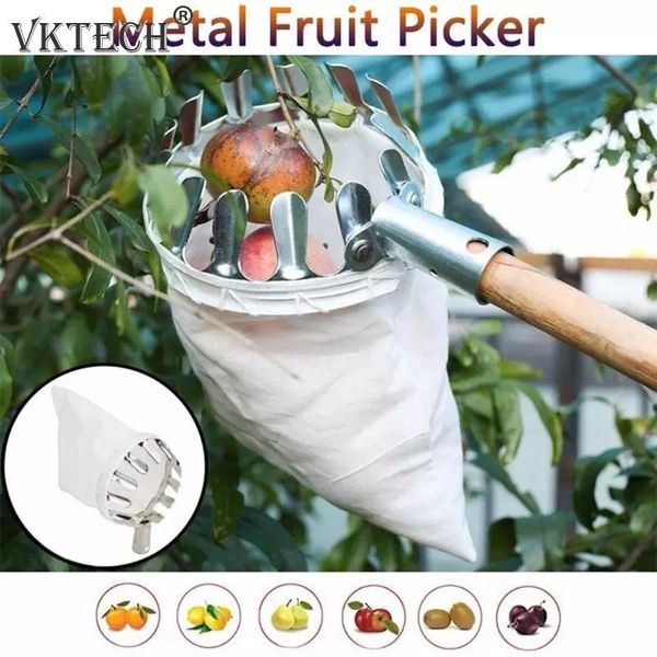 Haushaltsminderung Metall Obst Picker Orchard Gartengärten Apfel Pfirsich Hochbaume Picking -Werkzeuge Obstfängersammler