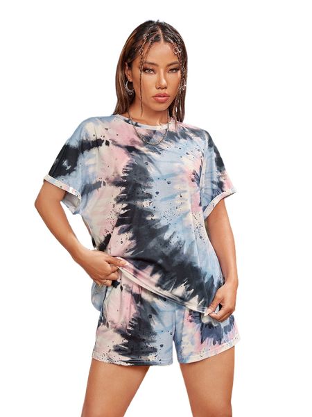 

x thegypsygoddess tie dye dolman sleeve tee & track shorts b6ky#, White