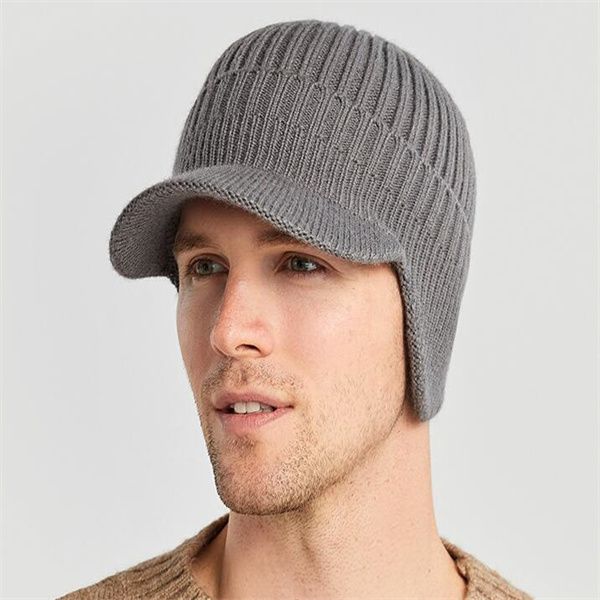 Cappello lavorato a maglia invernale da uomo Ciclismo all'aperto Protezione per le orecchie Calore Berretto con visiera Moda casual Cappello da sole Bomber Cappelli 56-61CM GC1540