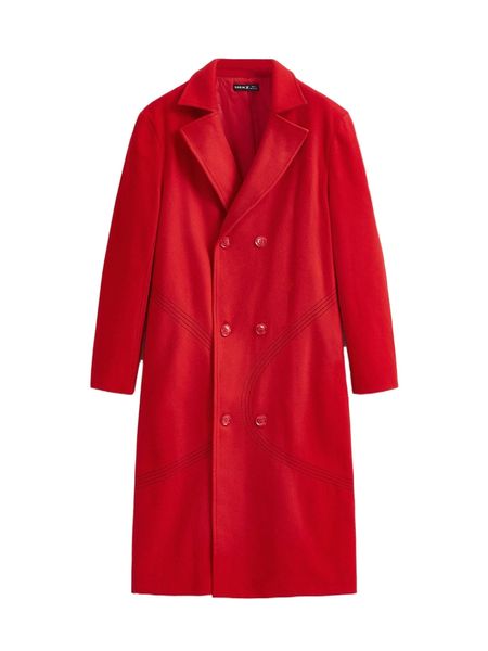 

x klvn men lapel neck double breasted overcoat b2tw#, Black