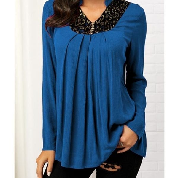 

shirt blouse spring women blouses lace ruffles long full sleeve button casual chiffon big large pluse sizes shirts y200828, White