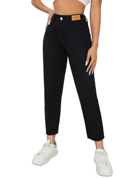 

petite high waisted zip up straight leg jeans d6re#, Blue