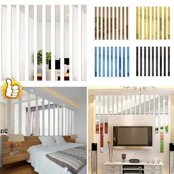 Espelhos 10pcs tira de acrílico espelho adesivos de parede da sala de estar TV Back Drop Diy Art Decor Entrada em casa DecorationMirrors Mirrores