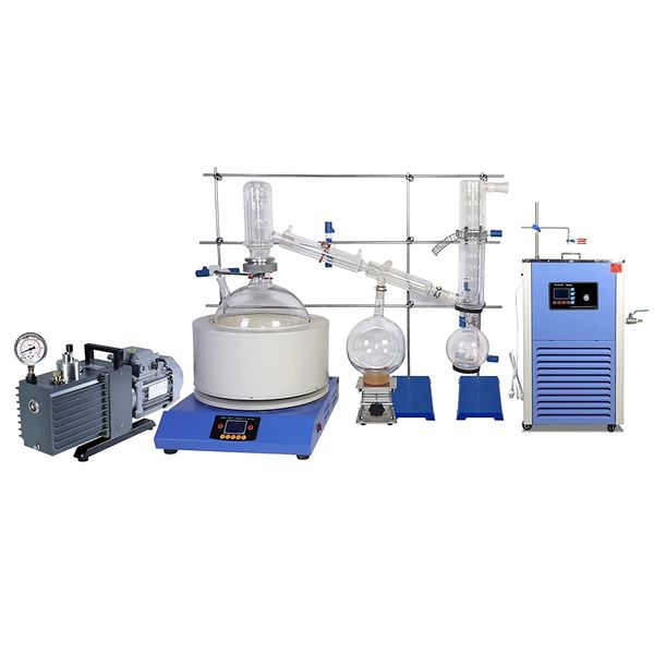 ZZKD Lab fornisce distillazione a percorso breve da 20 litri con pompa per vuoto rotativa a palette e bagno di reazione a temperatura costante a bassa temperatura da 5 litri