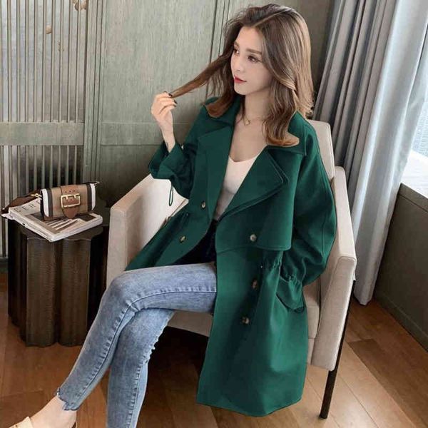 

women's trench coats [ewq] british style jacket female temperament jackets women elegance retro windbreaker red coat ladies autumn ozkx, Tan;black