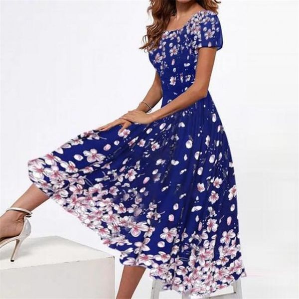 

y2k spring summer dress women's party elegant slim short sleeve floral long casual beach fashion brand biggorange 220504, Black;gray