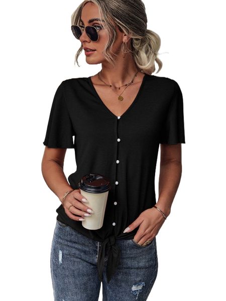 

butterfly sleeve knot hem o7dy#, White