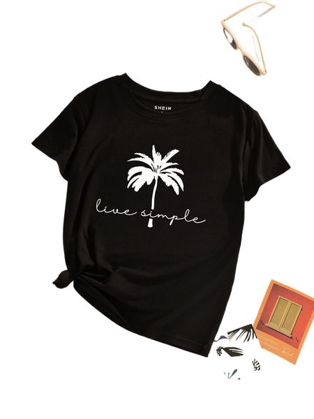 

tropical and letter graphic tee t8r8#, White