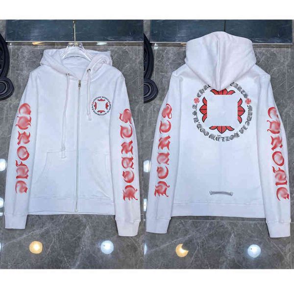 

brand men's luxury jackets zipper men hoodies designer horseshoe cross fashion print ch sweatshirts women loose coat casual pullover h, Black;brown