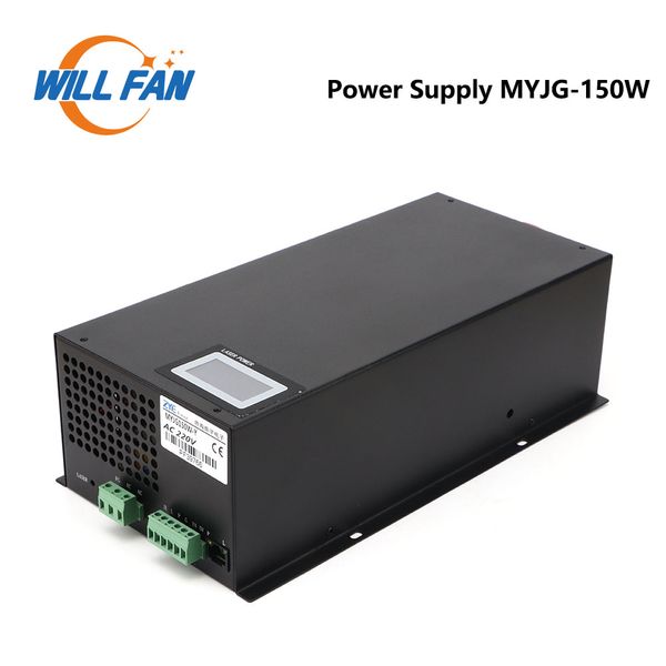 Will Fan MYJG-150W CO2 Lazer Yüksek Güç Kaynağı 130-150W Lazer Oyma ve Kesme Makinesi için Siyah Metal Kutulu