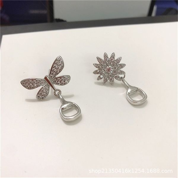 

2022 fashion 20% off designer jewelry gu fearless heart-shaped letter s925 silver fashion trendsetters versatile flower and earrings lovers, Golden