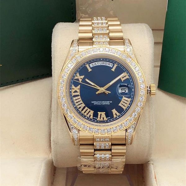 

quality men's week calendar 41mm middle row band middle row shell roman diamond sapphire automatic fashion men's wa183n, Slivery;brown