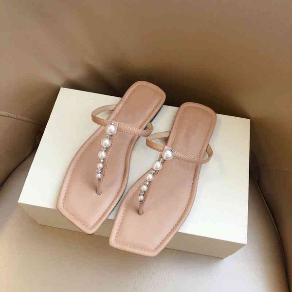 

flip leather slippers women's flops summer shoes beaded slippers series, Black