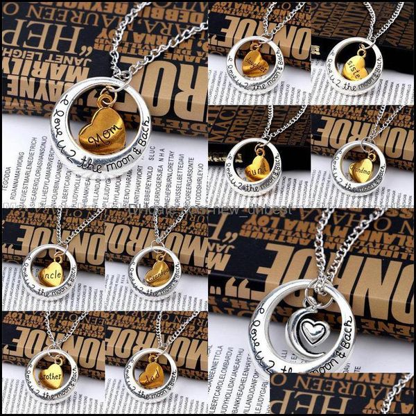 

pendant necklaces chain necklace love you to the moon and back sier vintage family mom christmas gift newdhdrop delive newdhdholt, Silver