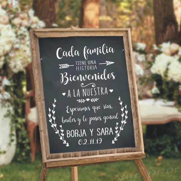 História da família personalizada Decalques de vinil Party Wedding Festy Nomes DCOR