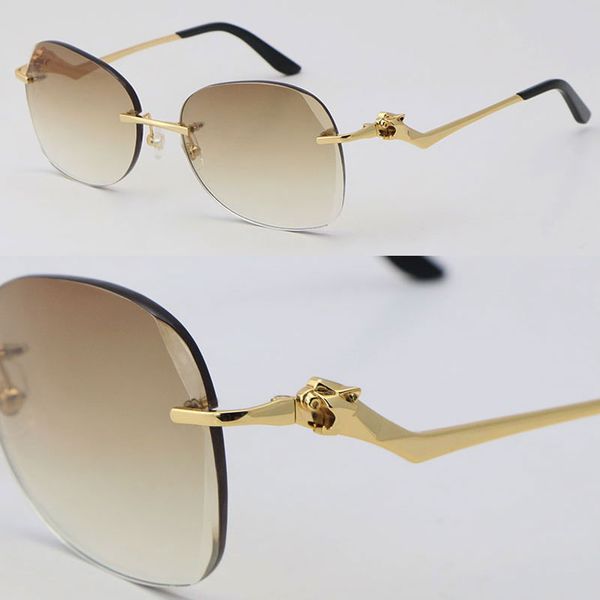 New Diamond Cut Lens Metal Rimless Leopard Series Sunglasses Designer Driving Unisex glasses Man Woman 18K Gold Fashion High Quality Frames Size:61-20-145MM