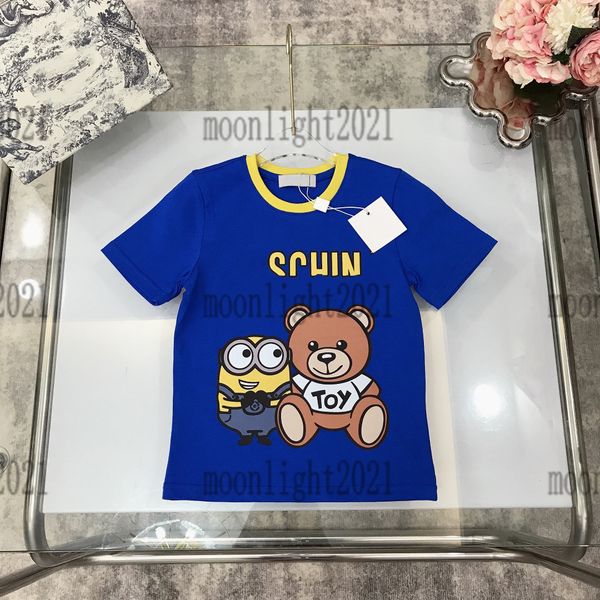 

newly 2022ss boys t-shirts brand designer kids cotton tees short sleeve t shirts round neck high end fashion t-shirt size 100-150 cm, Blue