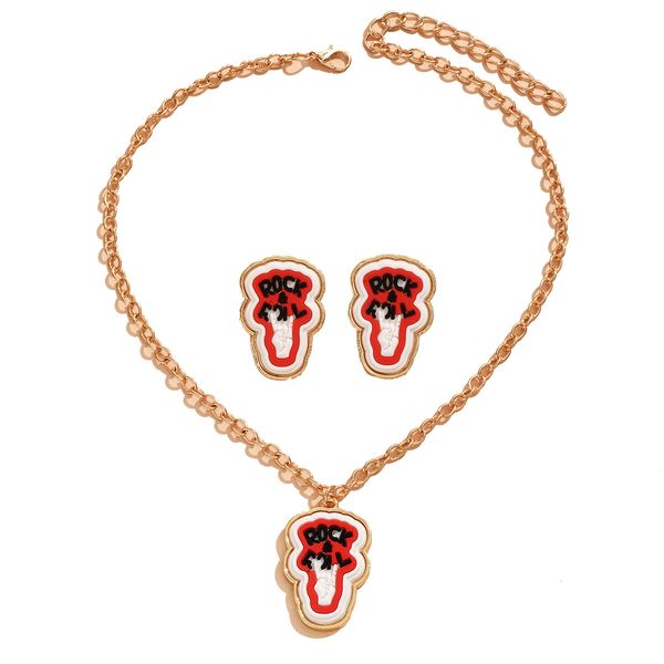 

necklace europe and the united states cross-border rock earrings necklace jewelry set fashion light luxury simple accessories female spot wh, Silver