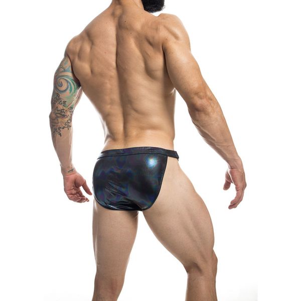 Slip da bagno in pelle PU Costumi da bagno bikini sexy da uomo Costume da bagno da spiaggia Costume da bagno Pantaloncini da bagno Fibbia Tanga hombre Biancheria intima maschile 220520