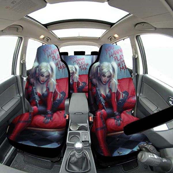 Автомобильные крышки сиденья клоун 3D -печать Женская полная набор крышки передняя и задняя защита устройства, подходящее для грузовиков внедорожников Ванскар