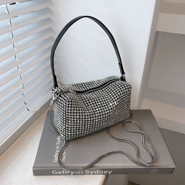 

designer bag shoulder crossbody bags with full of diamonds and metal chains 19cm