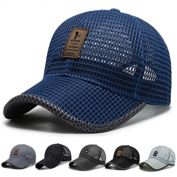 

mens mesh baseball cap breathable summer sport caps dad hat outdoor casual fishing hats bone gorras snapback trucker, Blue;gray
