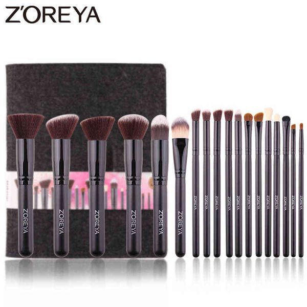 

makeup tools zoreya brand 18pcs essential brush soft synthetic fiber cosmetic sets blending lip contour brushes for make up220422