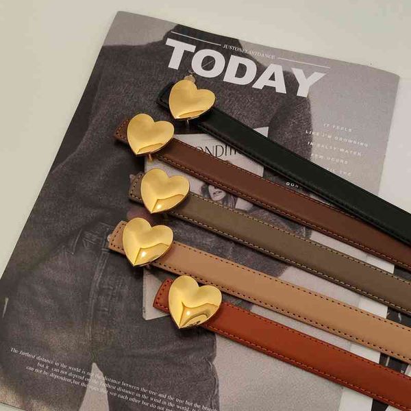 

belts color love smooth buckle leather belt women's versatile korean trend heart-shaped women w3si, Black;brown