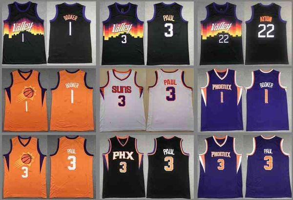 

basketball jerseys 1 booker chris paul 22 ayton jersey, Black