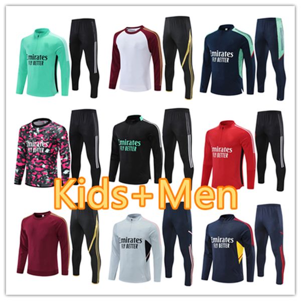 

men kids football tracksuits training suit jerseys jacket sets 2022 2021 soccer tracksuit jogging kit chandal futbol survetement foot sports, Black