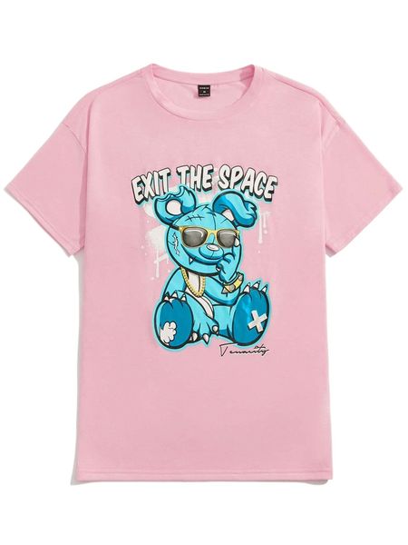 

men cartoon & slogan graphic tee u4sw#, White;black