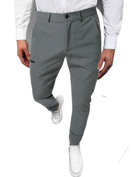 

men zip pocket pants 8931#, Black